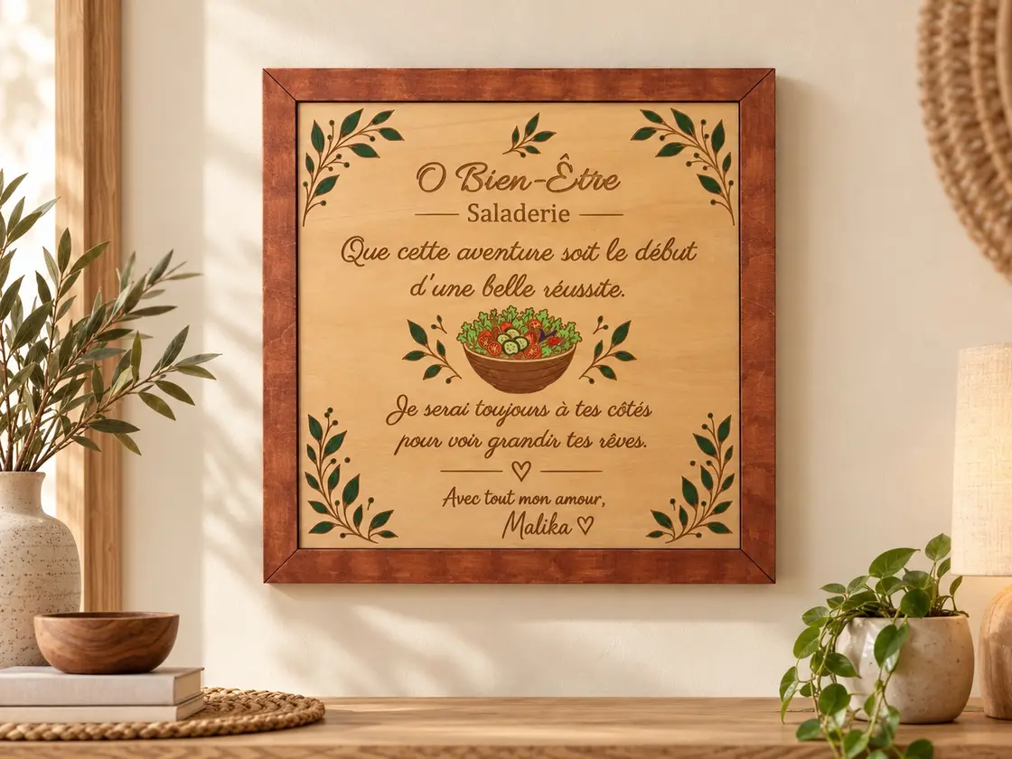 Cadre personnalisé O Bien-Être – Saladerie en bois gravé